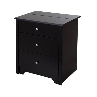 Vito Nightstand Charging Station Pure Black - South Shore