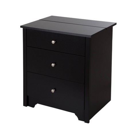  Black Nightstand with Charging Station, Night Stand