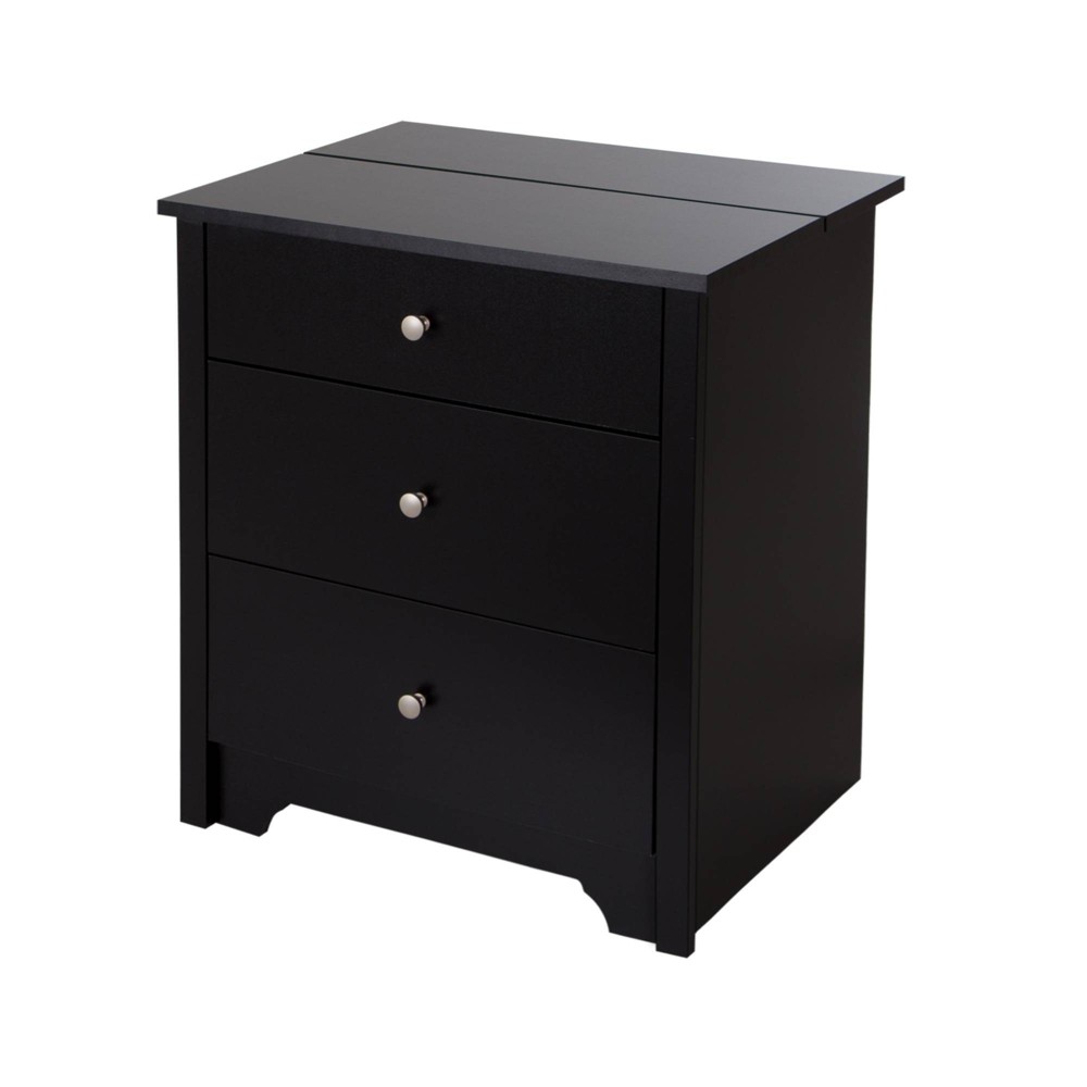Photos - Storage Сabinet Vito Nightstand Charging Station Pure Black - South Shore