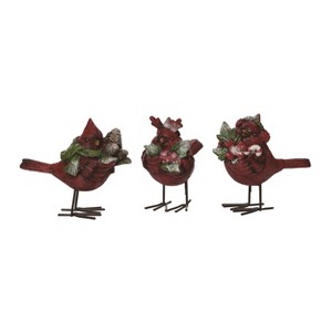 Transpac Resin Snow Cardinal Figurine Set of 3 Christmas Home Decorations - 1 of 1