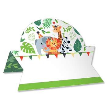 Big Dot of Happiness Jungle Party Animals - Safari Zoo Animal Birthday Party or Baby Shower Tent Buffet Card - Table Setting Name Place Cards - 24 Ct