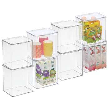 Mdesign Ligne Plastic Kitchen Food Storage Bin With Handles And Lid, 4 Pack  - 10.67 X 6.16 X 5.2, Clear/clear : Target