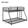 Bellemave Twin Over Full Bunk Beds, Heavy Duty Floor Bunk Beds Twin Over Full Size Bunk Bed with Build in Ladder and Full Length Guardrails, Black - 2 of 3