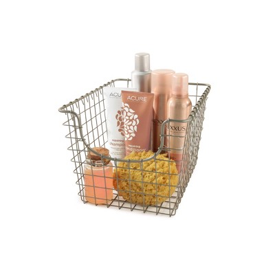 Vintage Chic Satin Nickel Scoop Wire Storage Basket