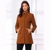 INSPIRE CHIC Women's Winter Stand Collar Single Breasted Mid-thigh Long Overcoat - 2 of 4