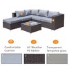 4 Pieces Wide Outdoor Rattan Sectional Sofa with Cushions - Small Patio Wicker Furniture,PE Rattan Sectional Sofa Set with Tempered Glass Desktop - 2 of 4