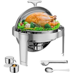 6QT Roll Top Chafing Dish Buffet Set, Food-Grade Stainless Steel Commercial Chafer for Catering, Parties, and Weddings, Round - 1 of 4