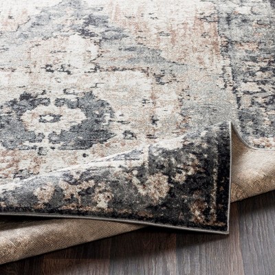 Bowen Charcoal and Beige Synthetic Fur Rectangle Area Rug 4'3" x 5'7"