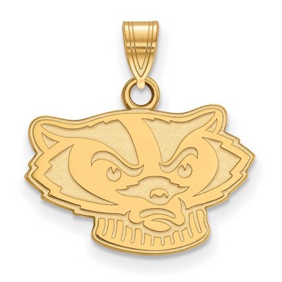 Black Bow Jewelry 14k Yellow Gold Wisconsin Badgers NCAA Small Pendant