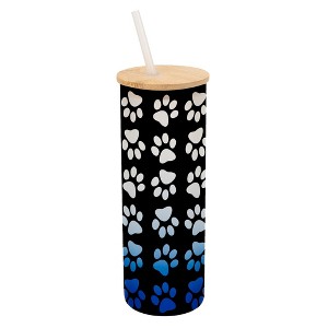 Elanze Designs Reverse Puppy Dog Pawprint Wrap-Around Design 25 Ounce Frosted Gradient Glass On-The-Go Coffee Travel Skinny Tumbler Mug Cup, Bamboo - 1 of 1