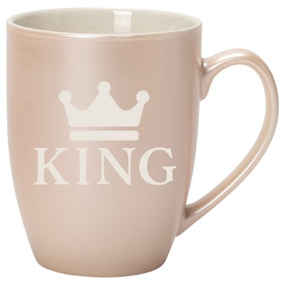 100 North Crown Royalty 10 Ounce White and Precious Pearl Metallic Finish, Comfortably Fits Your Hands, New Bone China Coffee Tea Cup Mug, King
