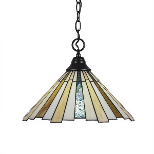 Toltec Lighting Any 1 - Light Pendant in  Matte Black with 16" Sequoia Art Glass Shade - 1 of 1