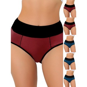 INSPIRE CHIC Women's High Waist Tummy Control Color-Block Available Briefs 6 Packs - 1 of 4
