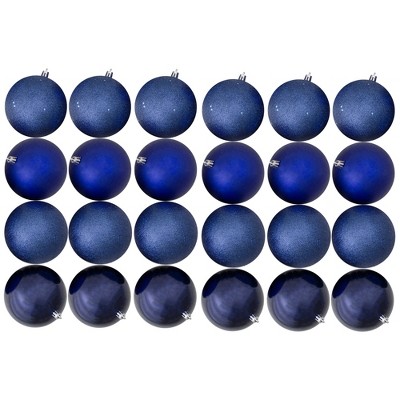 Northlight Royal Blue Shatterproof 4-Finish Christmas Ball Ornaments - 2.5" (60mm) - 24ct