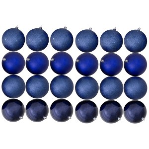 Northlight Royal Blue Shatterproof 4-Finish Christmas Ball Ornaments - 2.5" (60mm) - 24ct - 1 of 4