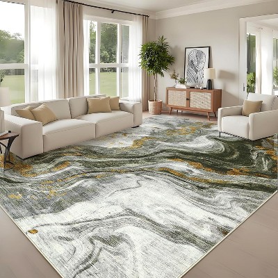 Area Rug Modern Abstract Carpet, Machine Washable Low Pile, Non Slip Stain Resistant Rug for Living Room Bedroom Balcony Kids Room Decor