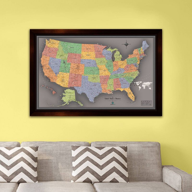 Home Magnetics Standard US Map - Gray, Interactive Travel Wall Art, Magnetic, Framed, Educational, 5 of 7