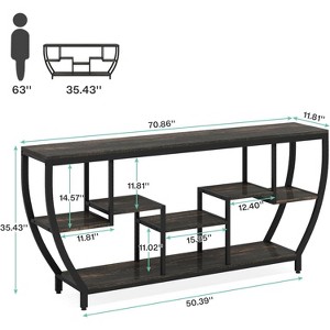 Gulches Industrial Chic Console Table, 70.9" Entryway Sofa Table with Shelves, Black Metal & Rustic Wood, Black - 1 of 4