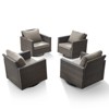 POCASSY Square Armrest Outdoor Swivel Rocker Patio Chairs Set of 2, Brown Wicker Furniture Swivel Patio Chairs for Porch, Poolside, Deck - 3 of 4