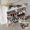Fluted Shoe Storage Cabinet with 4 Flip Drawers, Modern Farmhouse Hidden Shoe Rack, Wooden Shoe Organizer with Metal Legs for Entryway, Hallway - 4 of 4