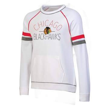 NHL Chicago Blackhawks Women's White Fleece Crew Sweatshirt