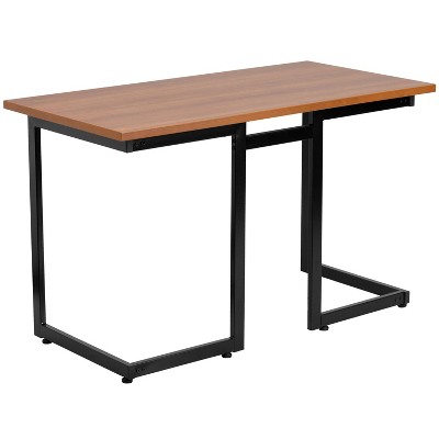 Cherry Computer Desk with Black Frame - Flash Furniture