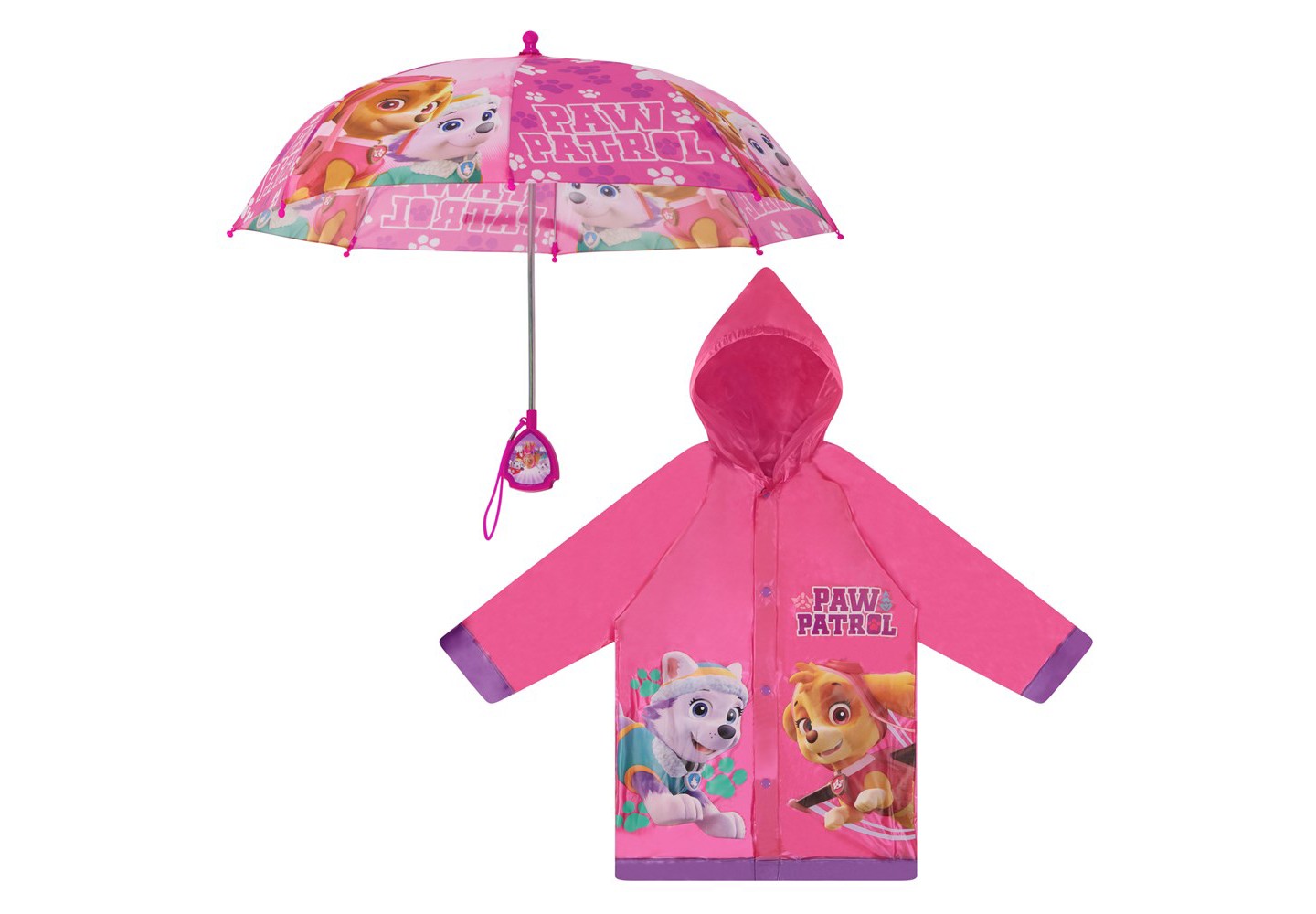 Nickelodeon Paw Patrol Girl’s Raincoat and Umbrella Set, Toddlers Ages 2-3 (Dark Pink), цвет: Тёмный розовый — фото 1