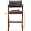 Christopher Knight Home Hamilton Mid-Century Modern 26" Solid Wood and Faux Leather Upholstered Counter Arm Stool(Set of 2) - 3 of 4