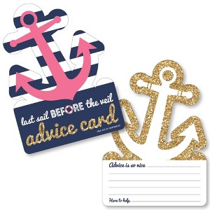 Big Dot of Happiness Last Sail Before the Veil - Anchor Wish Card Nautical Bachelorette Party Activities - Shaped Advice Cards Game - Set of 20 - 1 of 4