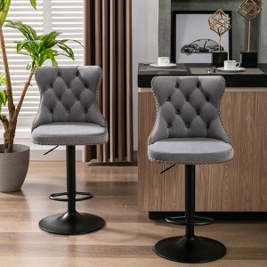 APRILSOUL45.60"Swivel Velvet Barstools Adjusatble Seat Height from 25-33 Inch,17.7 inch base - 1 of 4