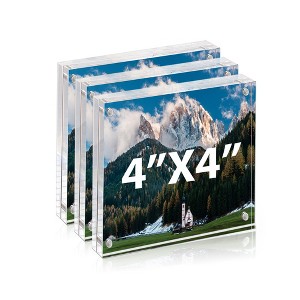 BP4U Acrylic Double-Sided Magnetic Picture Frame, Clear Frameless Freestanding Photo Frame for Home or Office Tabletop Display - 1 of 4
