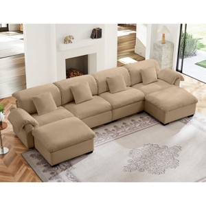 U Shaped Chaise Sectional Sofa,Modern Velvet Sectional Sofa With Soft Backrest And Seat Cushion,Sectional Sofa With Storage-Cuddlewood - 1 of 4