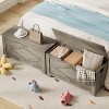 S/L Storage Chest, Wooden Storage Bench with 2 Safety Hinges, Easy Assembly, Modern Style Large Toy Chest for Entryway, Living Room, Bedroom - 3 of 4