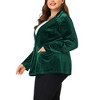 Agnes Orinda Women's Plus Size Velvet Front Button Notched Lapel Formal Office Blazers - 2 of 4
