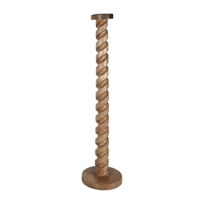 Mango Wood Pillar Candle Holder - Rustic Twisted Design Taper Candle Stand, Handcrafted for Home, Office, Living Room, Bedroom - 36" Brown