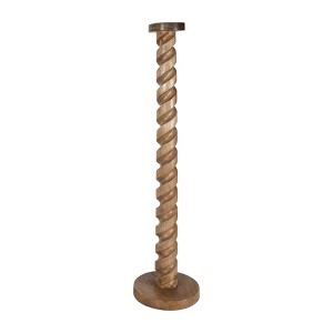 Mango Wood Pillar Candle Holder - Rustic Twisted Design Taper Candle Stand, Handcrafted for Home, Office, Living Room, Bedroom - 36" Brown - 1 of 4