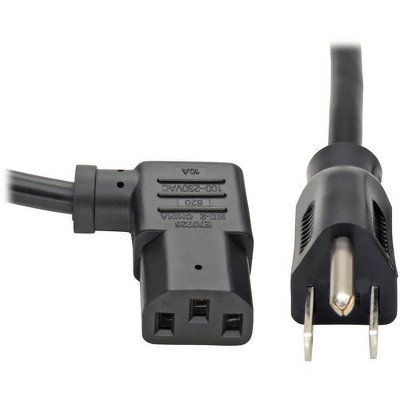 Tripp Lite 14ft Computer Power Cord Cable 5-15P to Right Angle C13 10A 18AWG 14' - 10A 18AWG 5-15P to Right Angle C13 14ft
