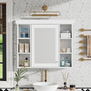 Kumasinova 35.5" Over The Toilet Storage Cabinet,Wall Mount Medicine Cabinet with Mirror Door,Luxe Bathroom Storage Cabinet with 6 Shelves - 1 of 4