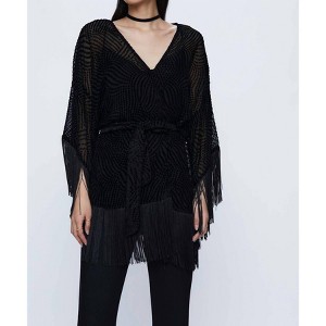 Women's Devore velvet Duster with fringe - WILD PONY - 1 of 4