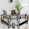 Costway 88.5'' L Shaped Reversible Computer Desk 2 Person Long Table Monitor Stand - 4 of 4