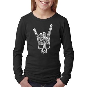 LA Pop Art Girl's Word Art Long Sleeve - Heavy Metal Genres - 1 of 4