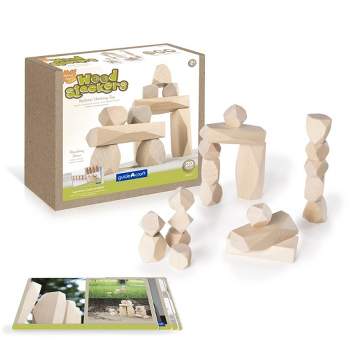 Guidecraft Wood Stackers: Standing Stones - Set of 20