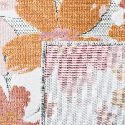 Elegant Floral Gray Synthetic 6'5" x 9'6" Indoor/Outdoor Area Rug
