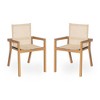 SKRAN Outdoor Dining Chairs, Bistro Chairs Set of 2, Patio Chairs with Armrests, Acacia Frame and Mesh Seat, for Garden Patio Porch - 4 of 4
