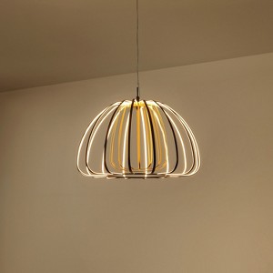 JONATHAN Y Gigi Modern Glam Metal Adjustable Dimmable Stripe Cage Integrated LED Pendant - 1 of 4