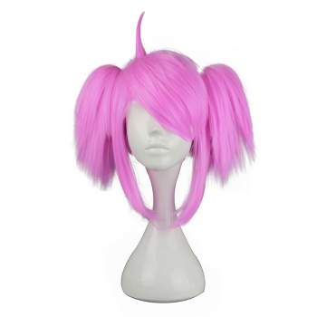Unique Bargains Women's Wigs 12" Pink with Wig Cap