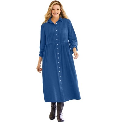 Woman Within Petite Button Front Corduroy Dress