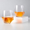 Viski Seneca Faceted Crystal Tumblers Set of 2 - Premium Crystal Clear Glass, Stylish Lowball Cocktail Glasses, Cocktail Glass Gift Set - 11 oz - 3 of 4
