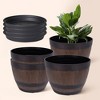 VECELO Planters Set, Plastic Pot with Perforated Tray, Decorative Foliage Plants, Vintage Planters 3-Piece Set, Artificial Wood Planters - 2 of 4
