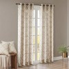 Yukimo 63" Fretwork Print Grommet Top Curtain Panel - Beige+Grey Geometric Design, Opaque Privacy Curtain, Machine Washable - 2 of 4